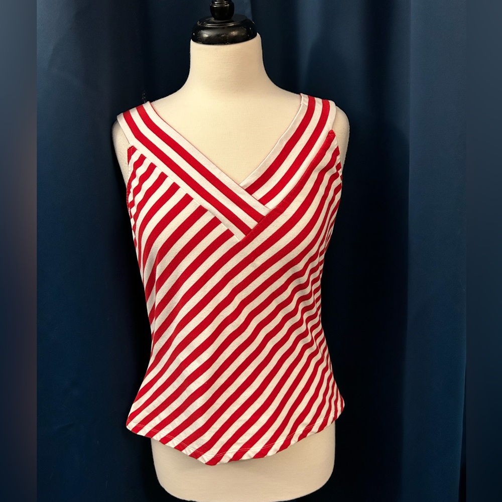 Candy Cane Striped Sleeveless Knit Top